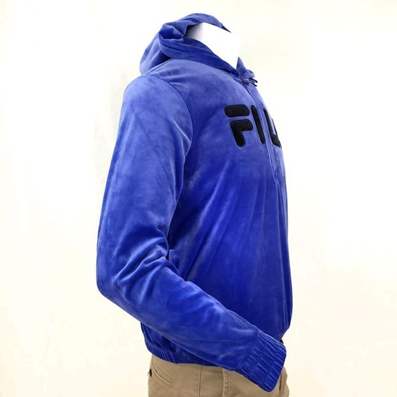 Fila Velour Quarter Zip Hoodie| NWT |Marlin Blue - Picture 5 of 10